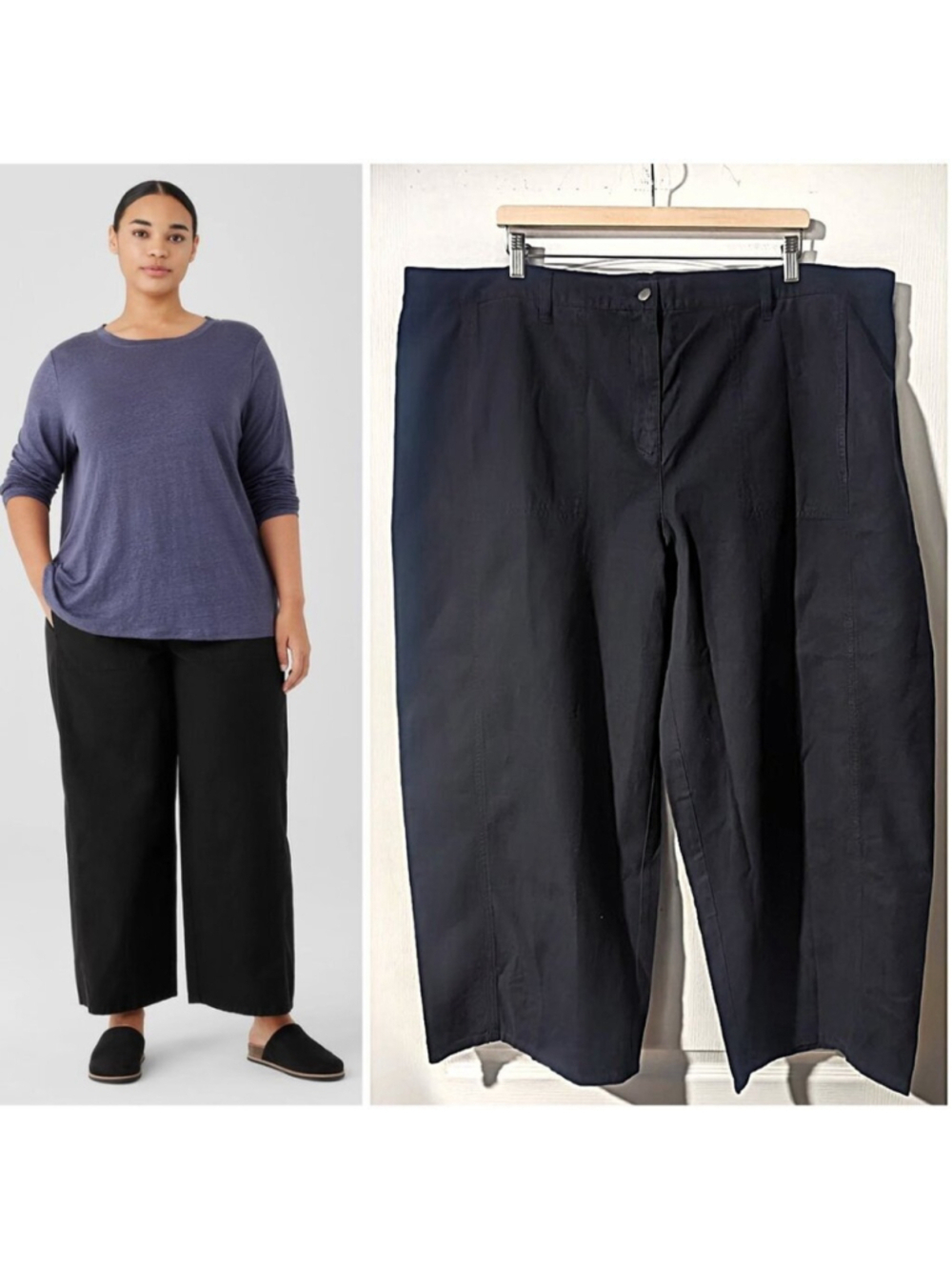 Eileen Fisher | Cotton Hemp Stretch Wide-Leg Pant In Black